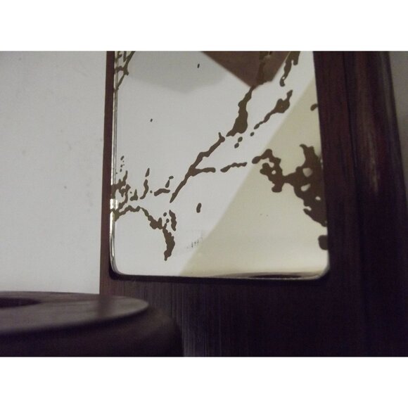 Wood Sconce (lot of 2) mirror crackled gold MCM candle votive holder 15" vintage - Picture 6 of 12